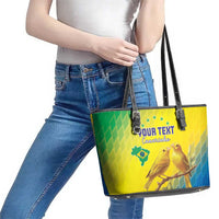 Custom Brazil Football Leather Tote Bag Go Canarinho Go