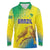 Custom Brazil Football Long Sleeve Polo Shirt Go Canarinho Go
