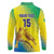 Custom Brazil Football Long Sleeve Polo Shirt Go Canarinho Go