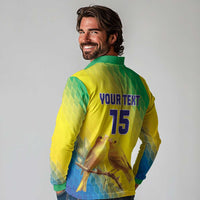 Custom Brazil Football Long Sleeve Polo Shirt Go Canarinho Go