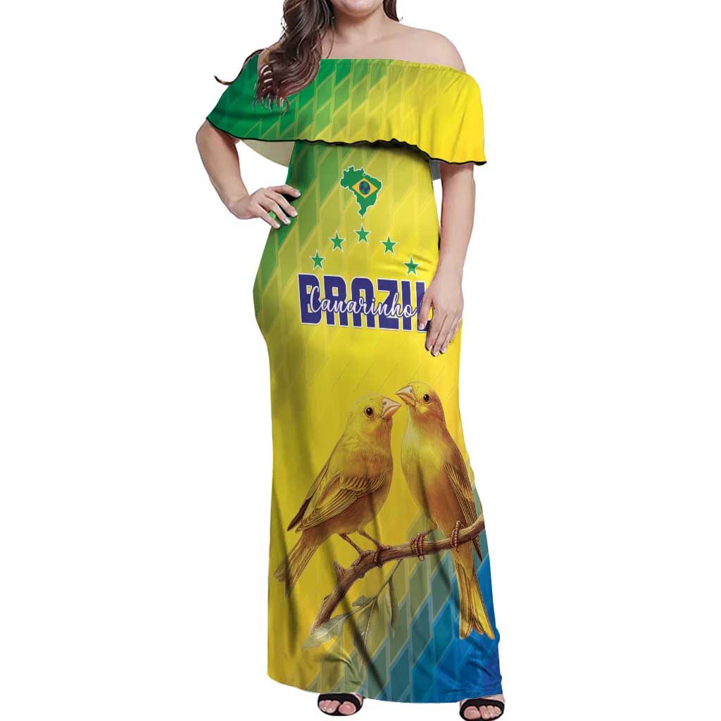 Custom Brazil Football Off Shoulder Maxi Dress Go Canarinho Go