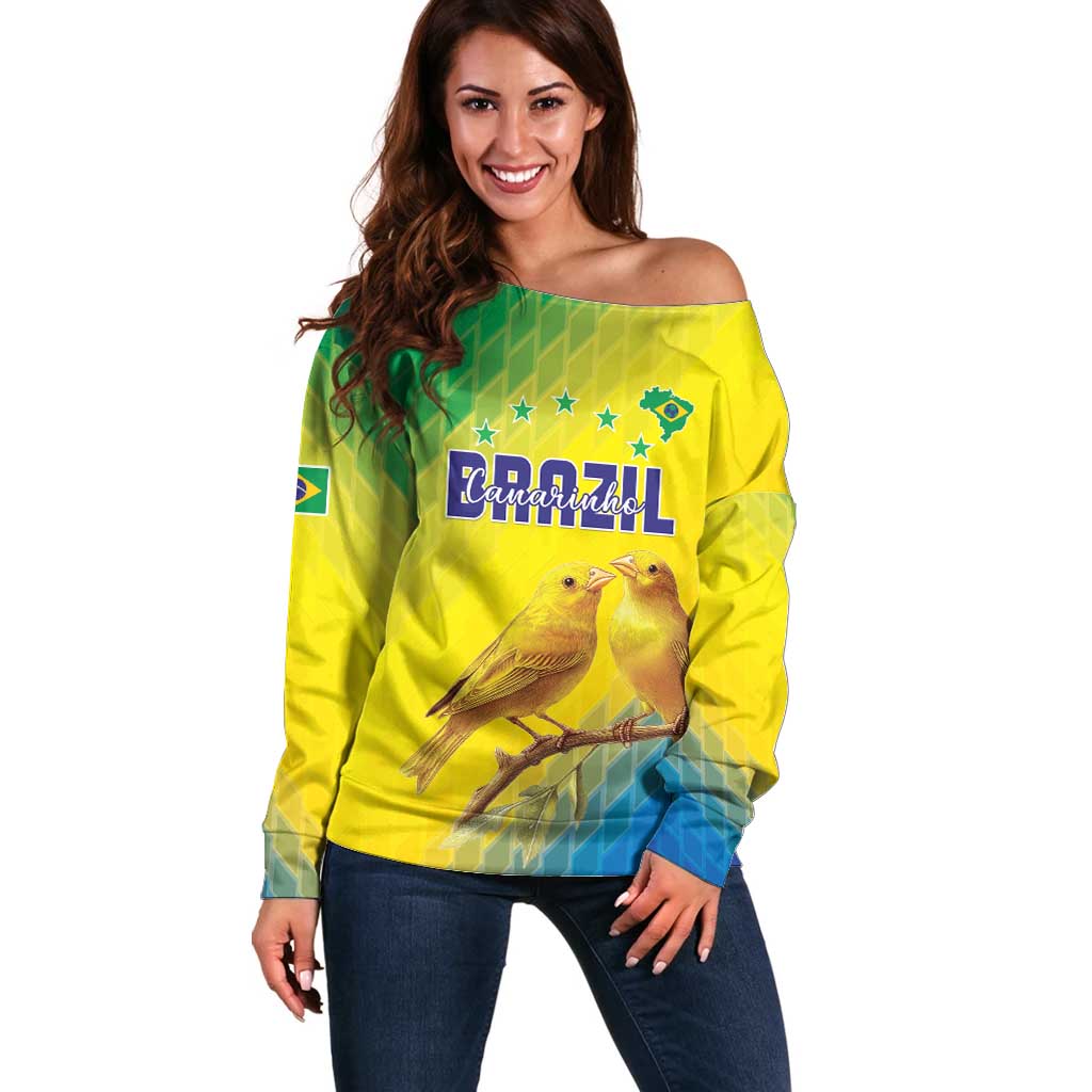 Custom Brazil Football Off Shoulder Sweater Go Canarinho Go