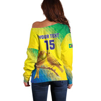 Custom Brazil Football Off Shoulder Sweater Go Canarinho Go