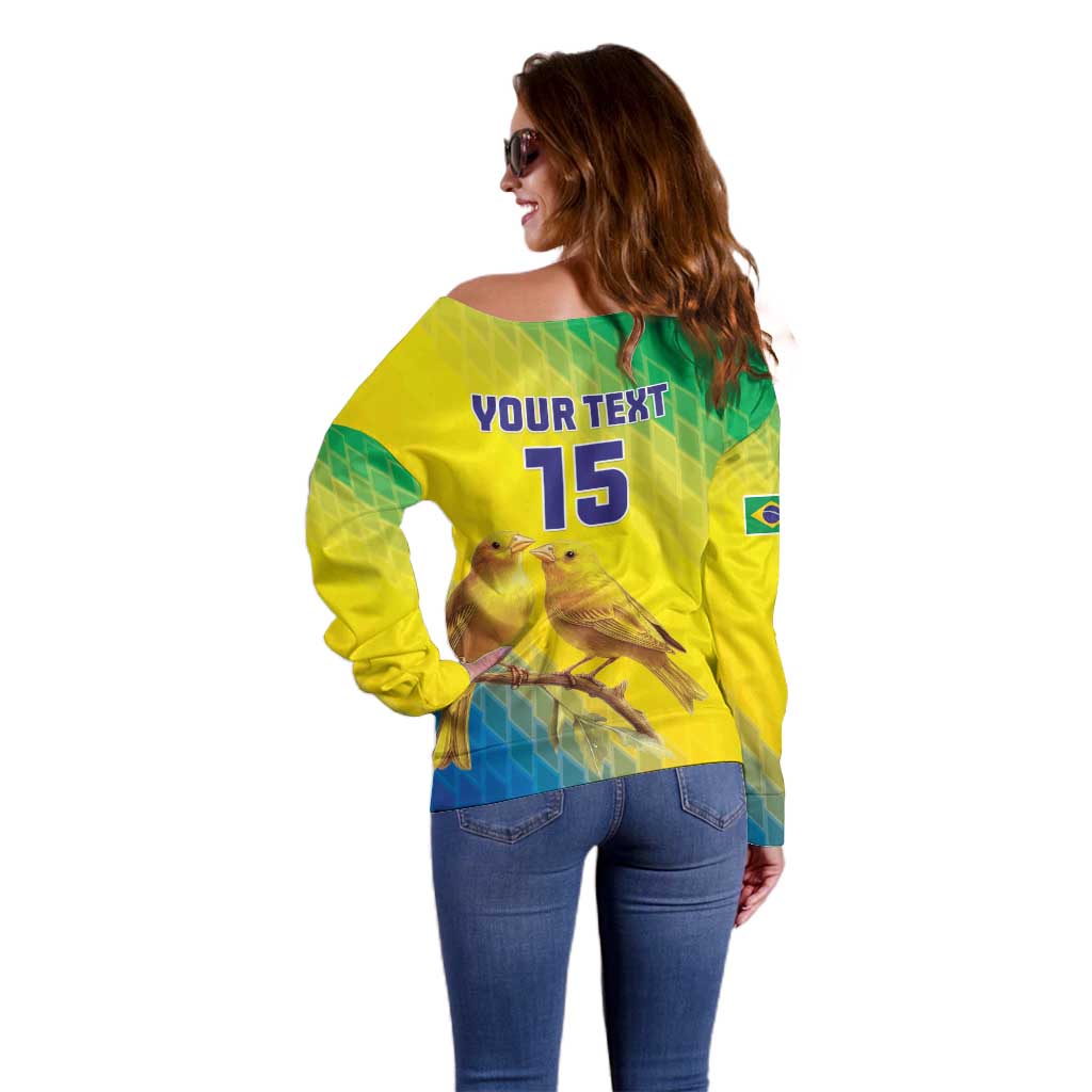Custom Brazil Football Off Shoulder Sweater Go Canarinho Go
