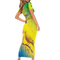 Custom Brazil Football Short Sleeve Bodycon Dress Go Canarinho Go
