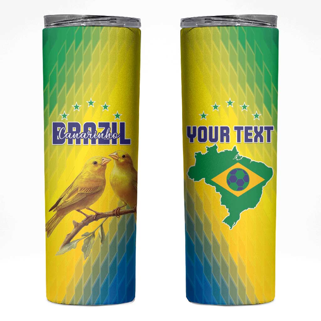 Custom Brazil Football Skinny Tumbler Go Canarinho Go