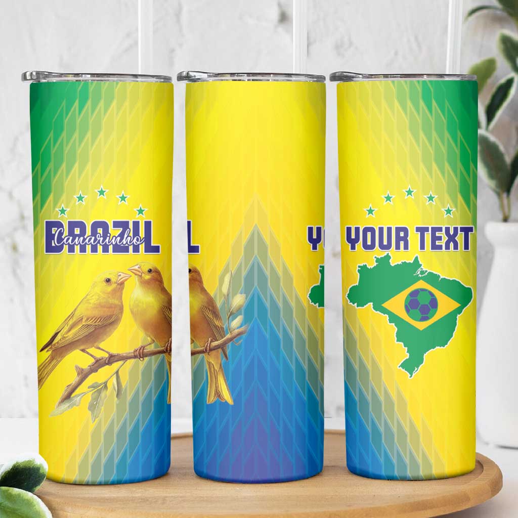 Custom Brazil Football Skinny Tumbler Go Canarinho Go