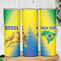 Custom Brazil Football Skinny Tumbler Go Canarinho Go
