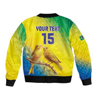 Custom Brazil Football Sleeve Zip Bomber Jacket Go Canarinho Go