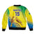 Custom Brazil Football Sleeve Zip Bomber Jacket Go Canarinho Go