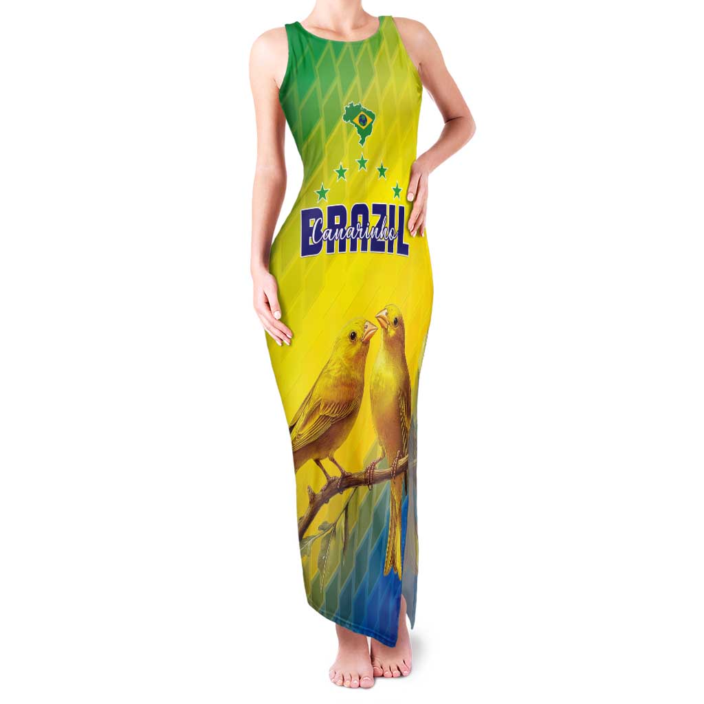 Custom Brazil Football Tank Maxi Dress Go Canarinho Go