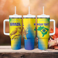 Custom Brazil Football Tumbler With Handle Go Canarinho Go
