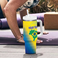 Custom Brazil Football Tumbler With Handle Go Canarinho Go