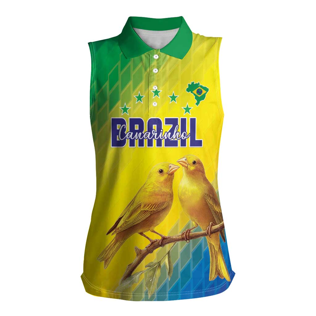 Custom Brazil Football Women Sleeveless Polo Shirt Go Canarinho Go