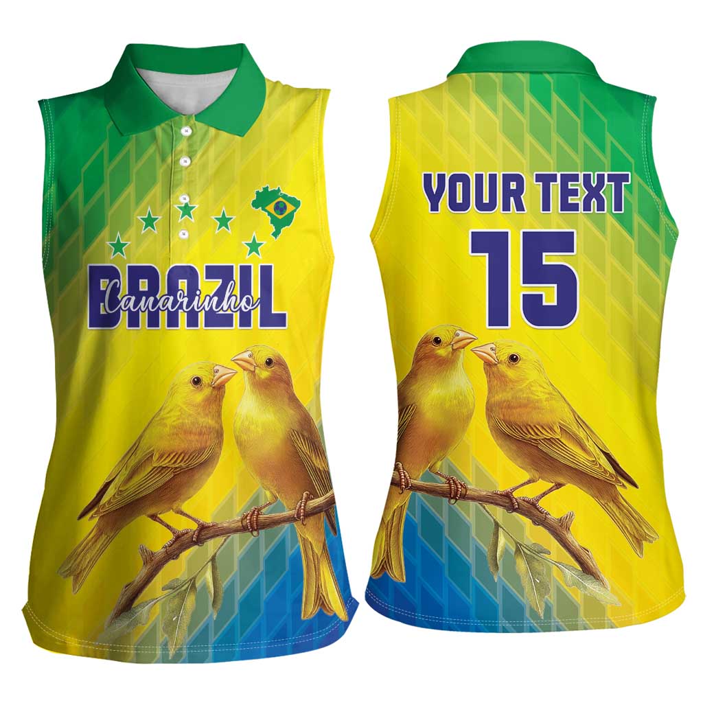 Custom Brazil Football Women Sleeveless Polo Shirt Go Canarinho Go