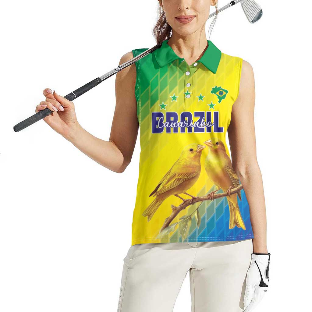 Custom Brazil Football Women Sleeveless Polo Shirt Go Canarinho Go