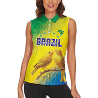 Custom Brazil Football Women Sleeveless Polo Shirt Go Canarinho Go