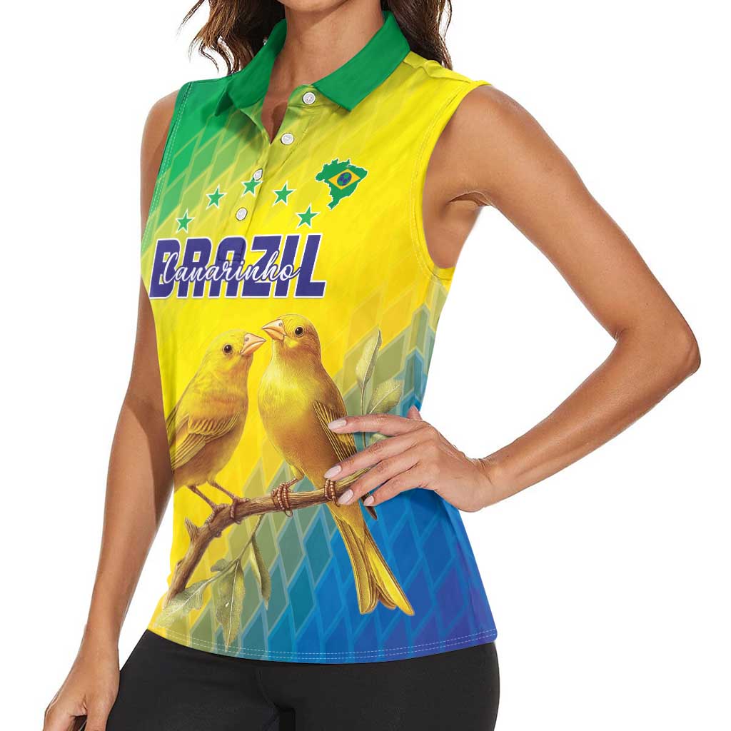 Custom Brazil Football Women Sleeveless Polo Shirt Go Canarinho Go