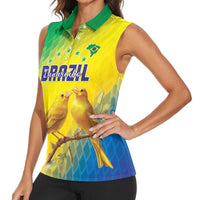 Custom Brazil Football Women Sleeveless Polo Shirt Go Canarinho Go