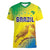 Custom Brazil Football Women V-Neck T-Shirt Go Canarinho Go