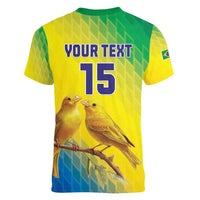 Custom Brazil Football Women V-Neck T-Shirt Go Canarinho Go