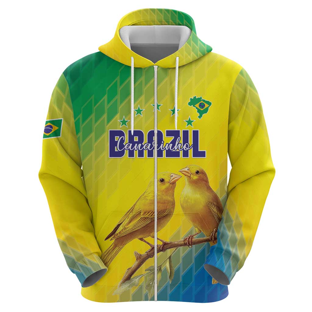 Custom Brazil Football Zip Hoodie Go Canarinho Go