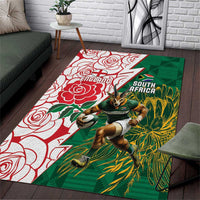 South Africa and England Rugby Area Rug Springboks Mascot With Red Rose