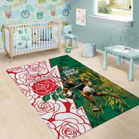 South Africa and England Rugby Area Rug Springboks Mascot With Red Rose