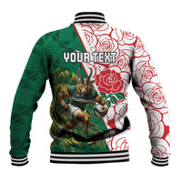 Personalized South Africa and England Rugby Baseball Jacket Springboks Mascot With Red Rose