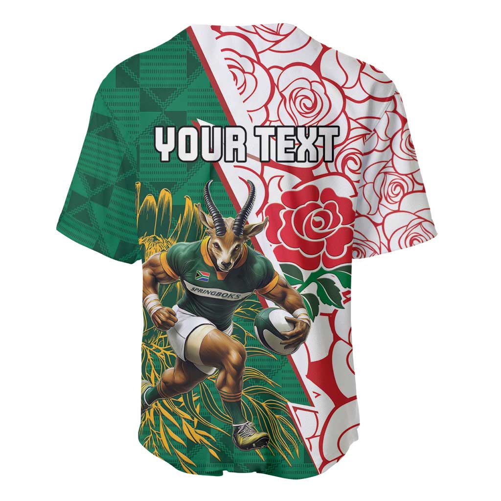 Personalized South Africa and England Rugby Baseball Jersey Springboks Mascot With Red Rose