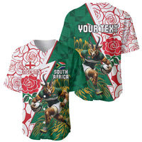 Personalized South Africa and England Rugby Baseball Jersey Springboks Mascot With Red Rose