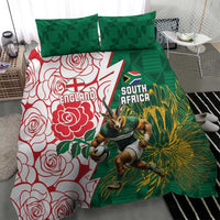 South Africa and England Rugby Bedding Set Springboks Mascot With Red Rose