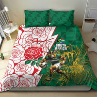 South Africa and England Rugby Bedding Set Springboks Mascot With Red Rose
