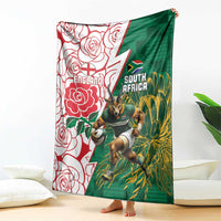 South Africa and England Rugby Blanket Springboks Mascot With Red Rose