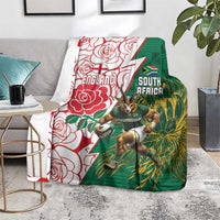 South Africa and England Rugby Blanket Springboks Mascot With Red Rose