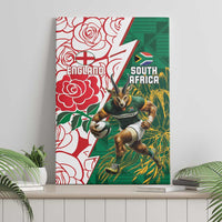 South Africa and England Rugby Canvas Wall Art Springboks Mascot With Red Rose
