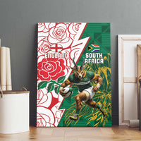 South Africa and England Rugby Canvas Wall Art Springboks Mascot With Red Rose