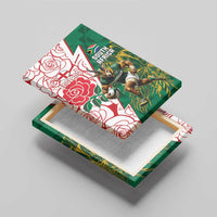 South Africa and England Rugby Canvas Wall Art Springboks Mascot With Red Rose