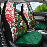South Africa and England Rugby Car Seat Cover Springboks Mascot With Red Rose