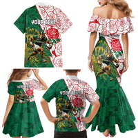 Personalized South Africa and England Rugby Family Matching Mermaid Dress and Hawaiian Shirt Springboks Mascot With Red Rose