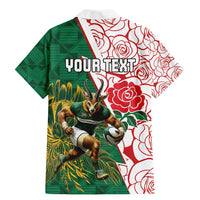 Personalized South Africa and England Rugby Family Matching Mermaid Dress and Hawaiian Shirt Springboks Mascot With Red Rose