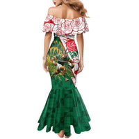Personalized South Africa and England Rugby Family Matching Mermaid Dress and Hawaiian Shirt Springboks Mascot With Red Rose
