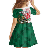 Personalized South Africa and England Rugby Family Matching Off Shoulder Maxi Dress and Hawaiian Shirt Springboks Mascot With Red Rose