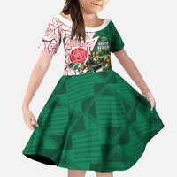 Personalized South Africa and England Rugby Family Matching Summer Maxi Dress and Hawaiian Shirt Springboks Mascot With Red Rose