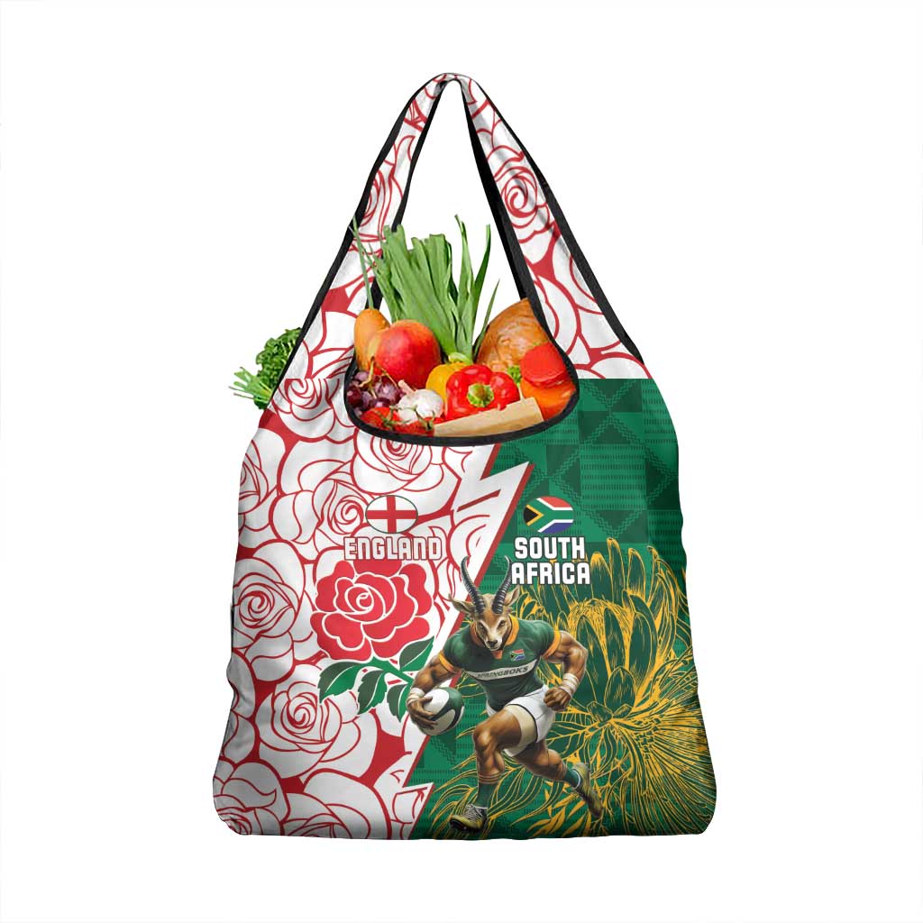 South Africa and England Rugby Grocery Bag Springboks Mascot With Red Rose