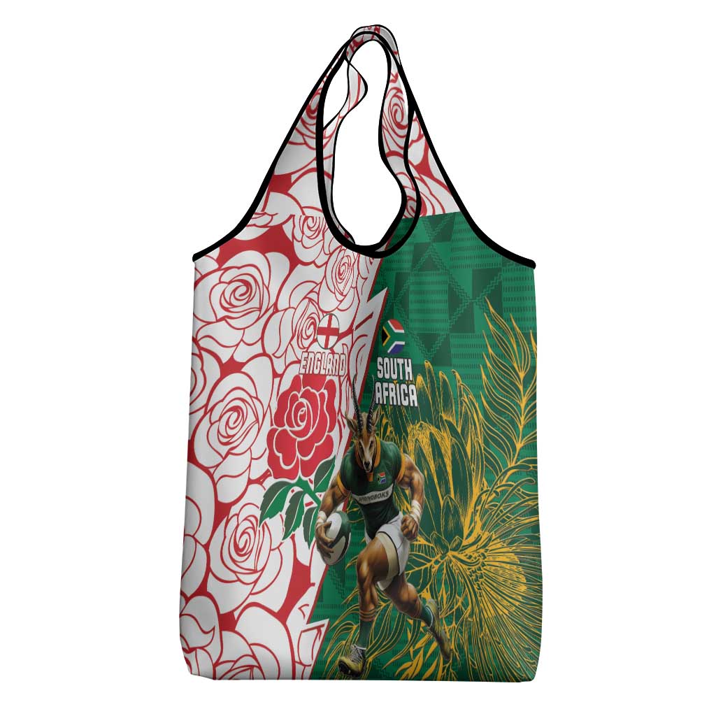 South Africa and England Rugby Grocery Bag Springboks Mascot With Red Rose