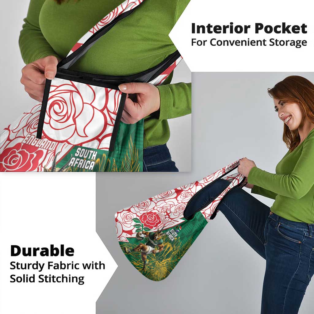 South Africa and England Rugby Grocery Bag Springboks Mascot With Red Rose