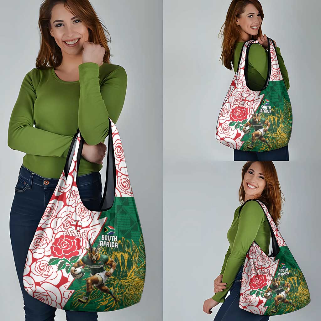 South Africa and England Rugby Grocery Bag Springboks Mascot With Red Rose