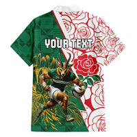 Personalized South Africa and England Rugby Hawaiian Shirt Springboks Mascot With Red Rose