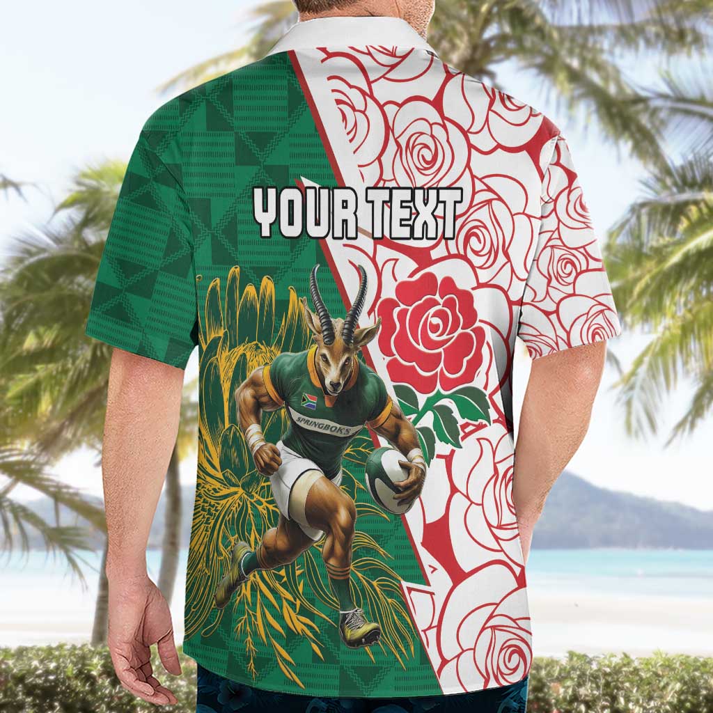 Personalized South Africa and England Rugby Hawaiian Shirt Springboks Mascot With Red Rose